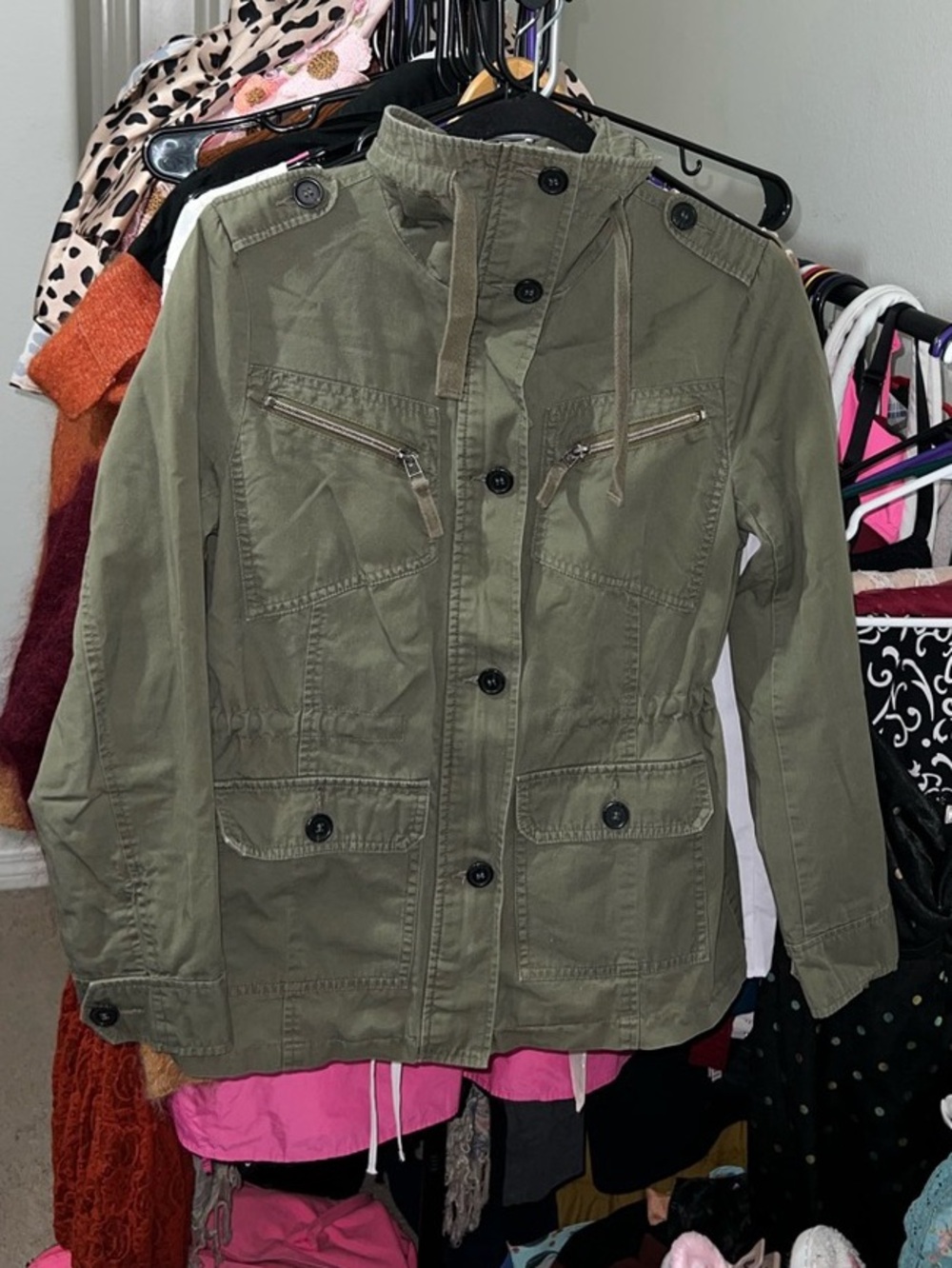 CoffeeShop Military Utility Cargo Jacket Olive Green